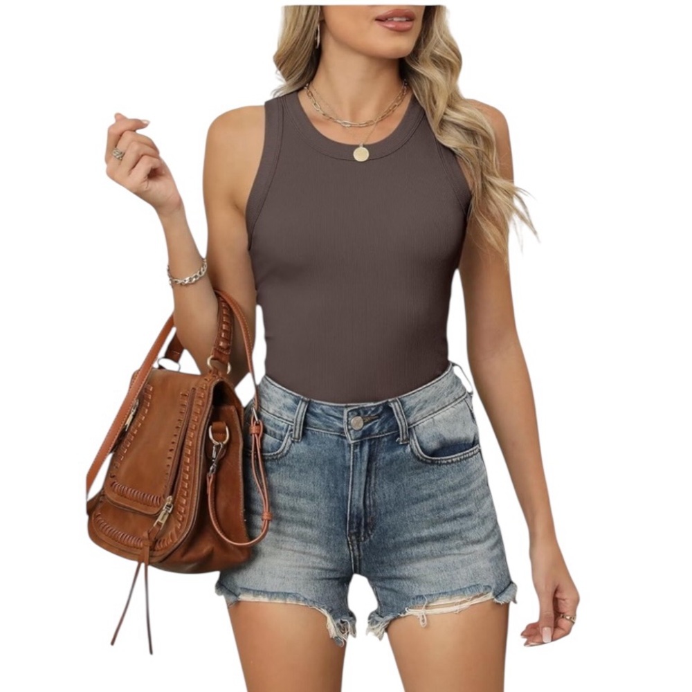 2 Pack Women's Racerback Ribbed Tank Tops - Picture 5 of 8